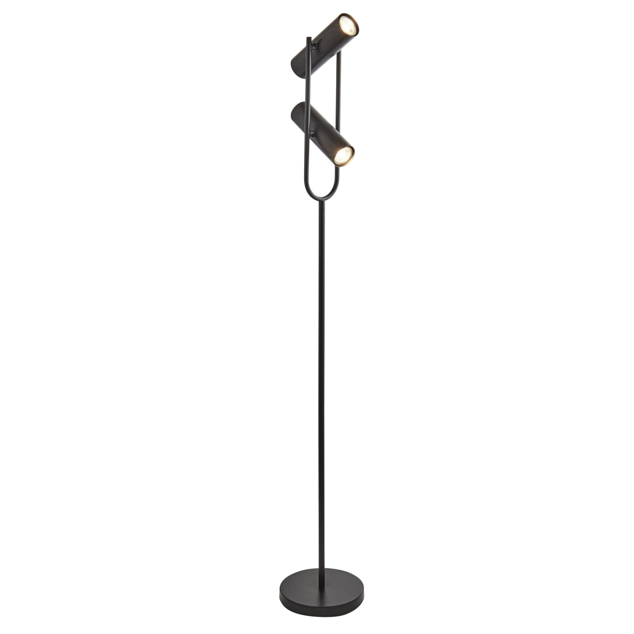 Searchlight 2792BK Telescope Two Light Floor Light with Adjustable Heads in Black