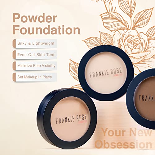 Frankie Rose Cosmetics Powder Foundation – Full Coverage Face Powder For Pores & Imperfections, Evens Out Skin Tone & Shine-Control (Honey) #TOP4