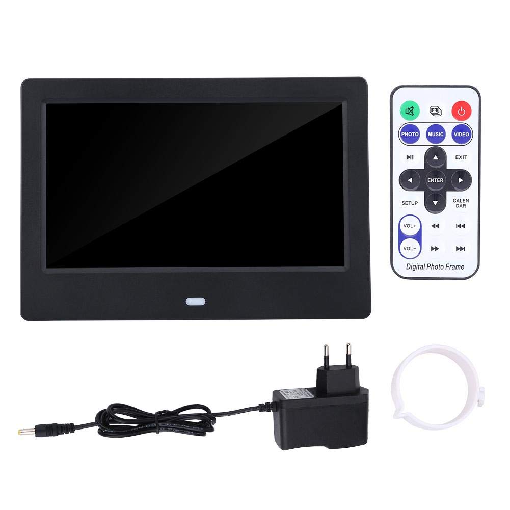 VBESTLIFE 7 "HD Marco de Fotos Multifuncional Digital Pantalla de Fotos Reproductor de Música y Películas Función de Alarm Reloj Compatible con SD, MS, U Disco(Negro)