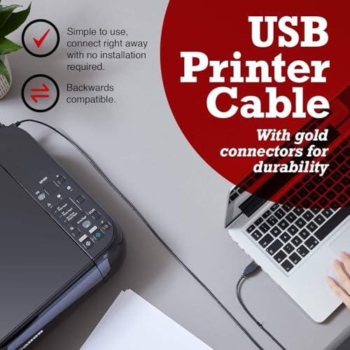 Image of Rts (2 Meter) USB-A to USB-B 2.0 Printer Cable, High Speed 480Mbps data transfer, Scanner Printer Cord Cable for Epson, HP, Dell, Lexmark, Xerox, Canon, Piano, DAC, Samsung, Brother, Panasonic
