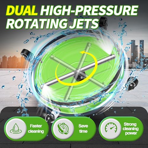 Image of LidoDola 19'' Pressure Washer Surface Cleaner with 4 Wheels - Stainless Steel Surface Cleaner for Pressure Washer Attachment for Concrete, Driveway, Patio, Sidewalk, Deck and Driveways (19 INCH GREEN)