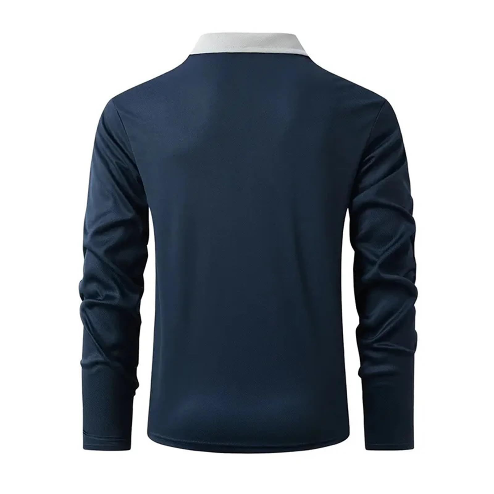 Polo da Uomo a Maniche Lunghe, Casual, Lavoro, alla Moda, Classica, con Risvolto, Taglie Forti, Primavera e Autunno per Golf Tennis