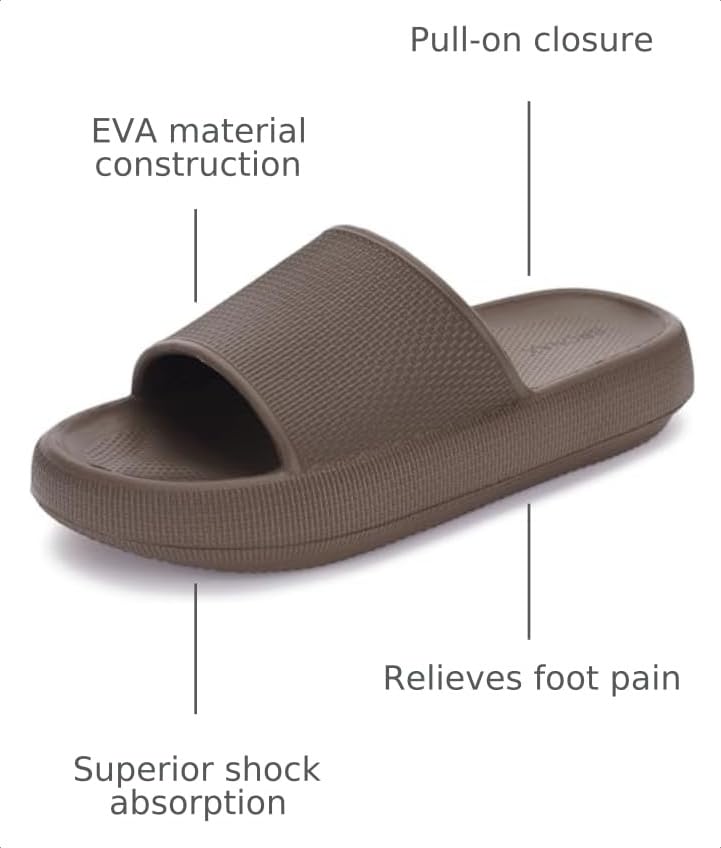 Image of BRONAX Cushioned Thick Sole Pillow Slippers for Women and Men Y10 | Cloud-Like Soft Sole, Foot Pain Relief, EVA Platform Sole, Indoor Outdoor Slides, Waterproof Shower Ready, Quick-Drying
