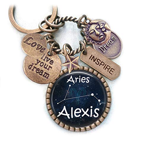 Aries Constellation Backpack-Purse Clip, Key Chain or Necklace, Custom Name, Late March or April Birthday, Live Your Dream, Inspire, Zodiac, Astrology, Birth Sign Gift