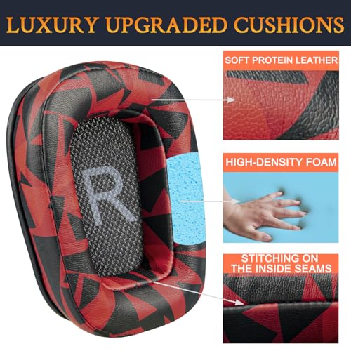 Image of SOULWIT Ear Pads Cushions Replacement for Logitech G35 G930 G933 G933S G935 G633 G633S G635 G533 G430 G431 G432 G433 Gaming Headset, Earpads for G332 G230 G231 G233 Headphones (G933 PL Red Storm)