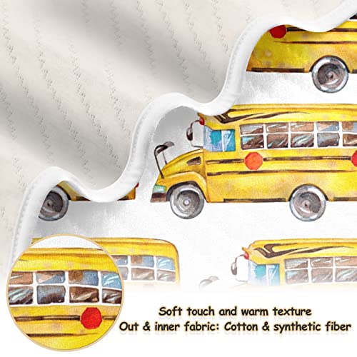 Image of Vintage School Bus Baby Blankets Soft Warm Crib Stroller Blanket for Toddler Newborn Girls Boys, 30x40in