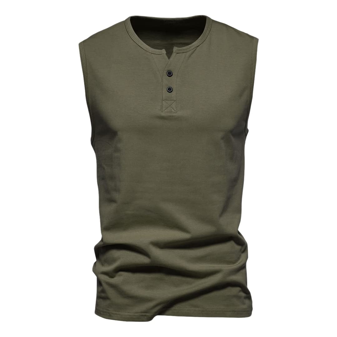 Herren Tank Top Knopf V-Ausschnitt Ärmellos Shirts Workout Sport Tee Bottoming Shirt, GY1, 58