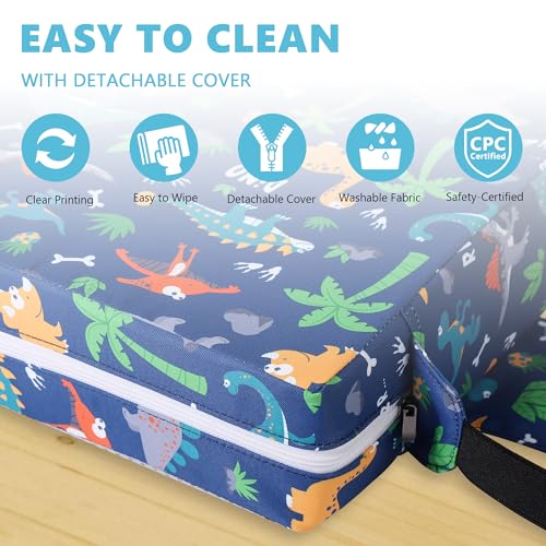 Image of Booster Seat for Kitchen Chair, Toddler Booster Seats for Dining Table with Adjustable Straps Portable for Travel Camping Eating, Booster Cushion for Table for Baby Child Infant Kid Boy Girl