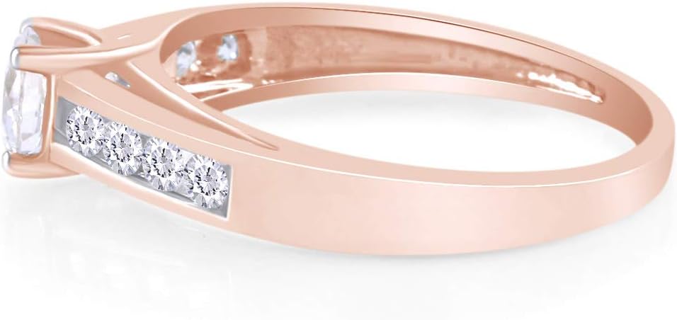 AFFY 1 1/2 Carat Round Cut White Cubic Zirconia Solitaire Engagement Ring In 14k Solid Gold Jewelry (1.50 Cttw)
