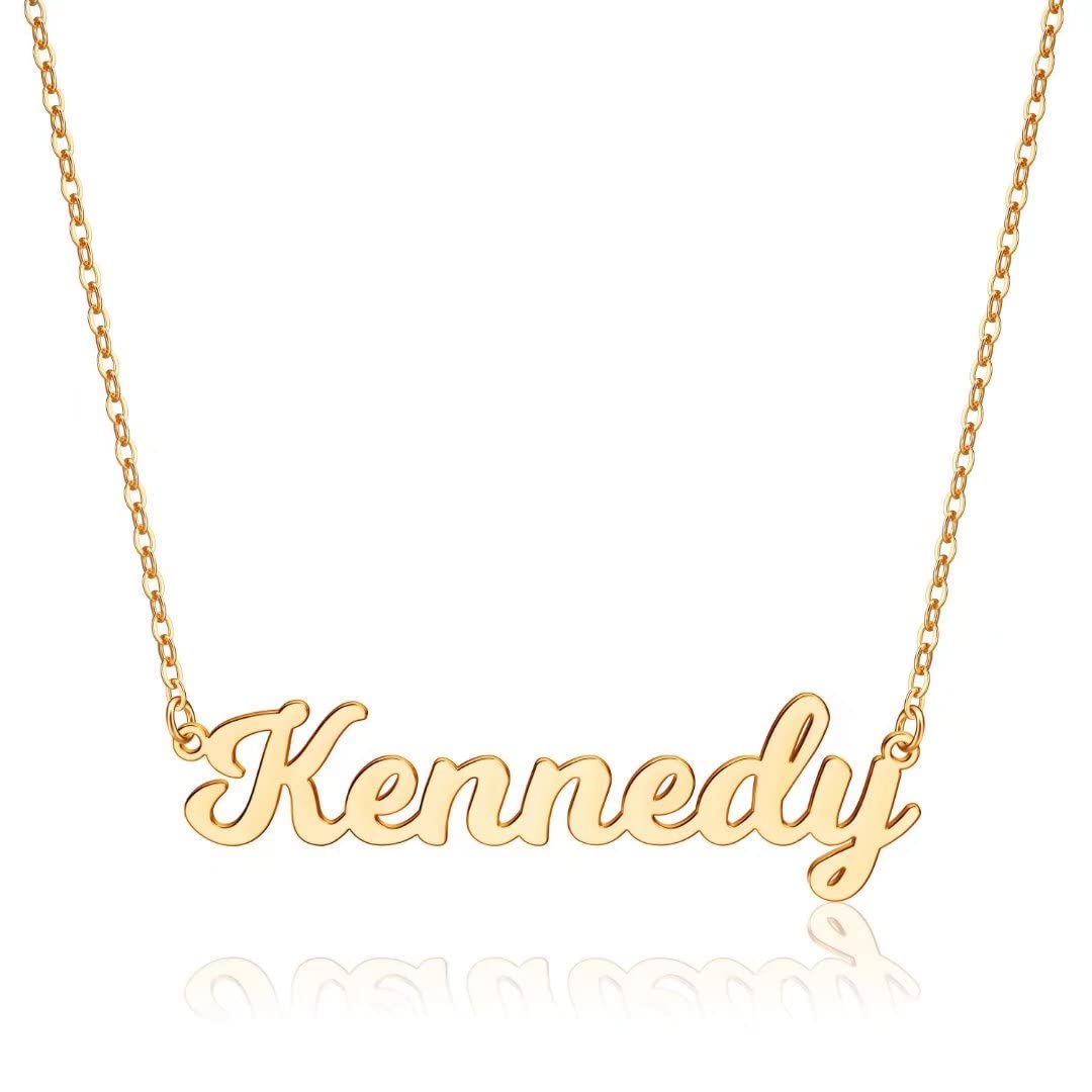 UrsteelCustom Name Necklace Personalized, 14K Gold Plated Personalized Name Necklace Dainty Name Plate Necklace Jewelry Personalized Gifts for Women