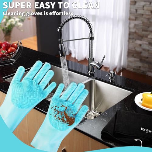 Image of Pet Grooming Gloves - Cat and Dog Glove Brush, High Efficiency Pet Hair Removal Massage Gloves, Silicone Bath Cleaning Gloves (1 Pair)
