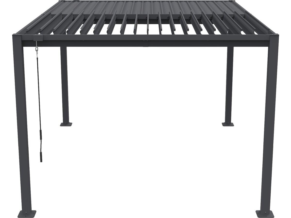 Pergola bioclimatique avec Rideau et moustiquaire Howard - 3 x 4 m - Gris