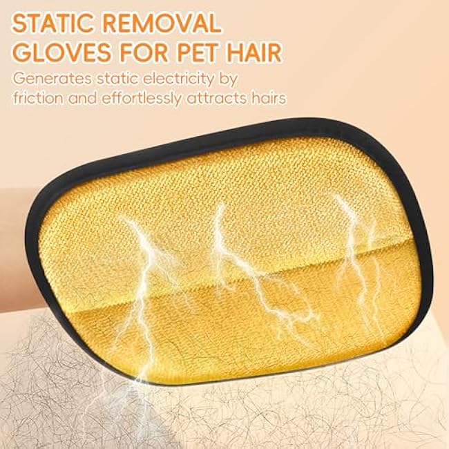 Electrostatic Pet Hair Remover Glove, Reusable Pet Hair Removal Glove for Dog & Cat Grooming, Double Sided Static Pet Hair Fur Remover Tool Mitt Gloves, Pet Hair Cleaning Glove for Dogs & Cats (2PCS)-uAs1ltkX