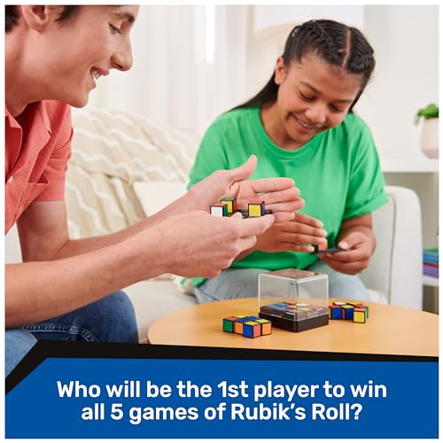 Image of Rubik's Roll, 5-in-1 Dice Games Pack & Go Travel Size Multiplayer Colorful Road Trip Board Game, for Kids & Adults Ages 7 and up