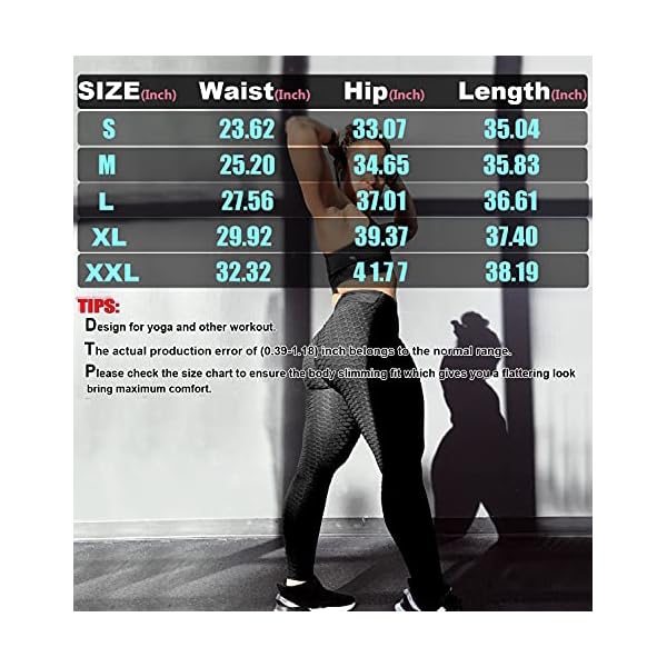 Women's High Waist Yoga Pants Tummy Control Slimming Booty Leggings Workout Running Butt Lift Tights (Black, Large)