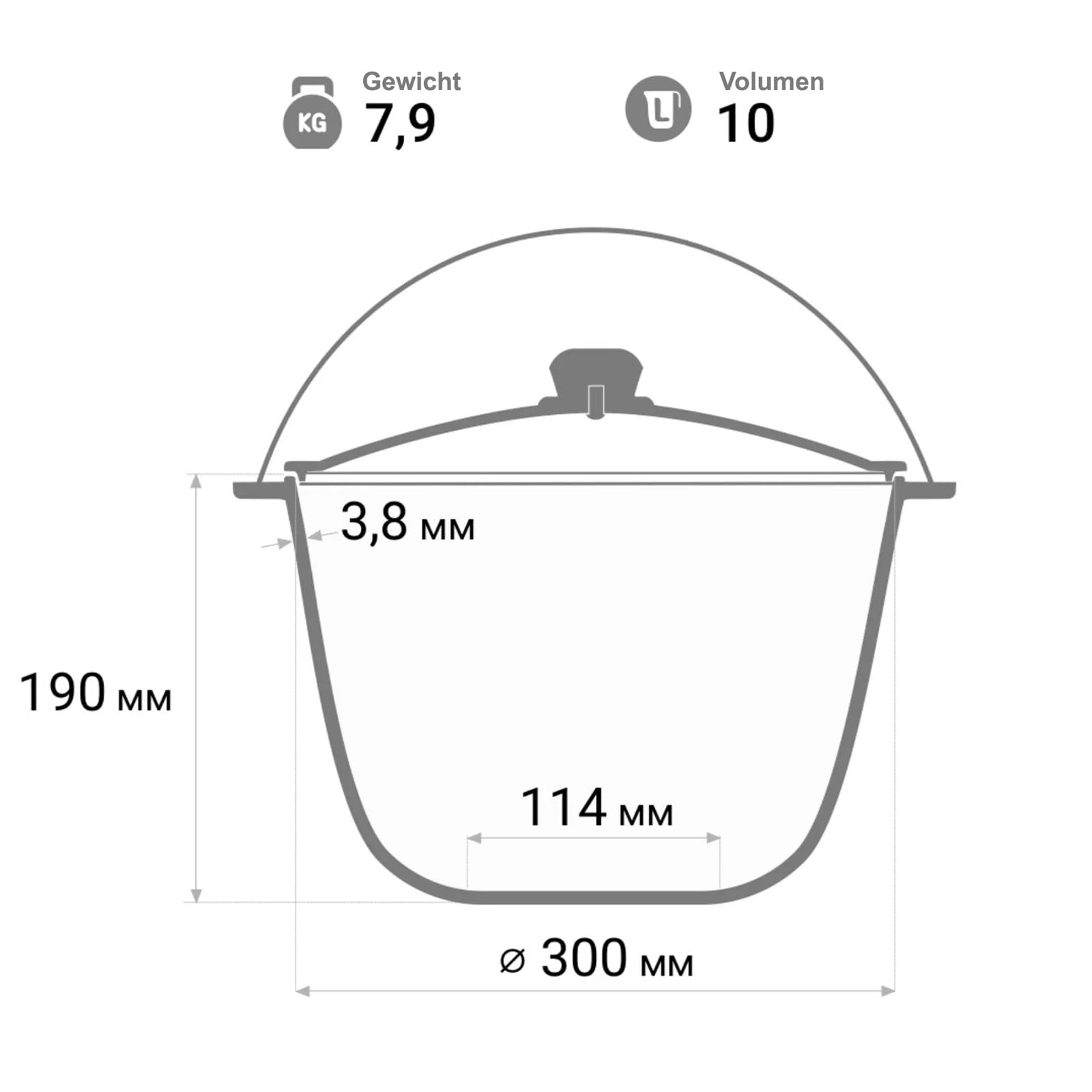 Kazan, 10 l, in ghisa con staffa e coperchio in ghisa, pentola per gulasch da campeggio, cast Iron Kazan, pentola per stufato Asia WOK | coperchio per esterni, barbecue, campeggio