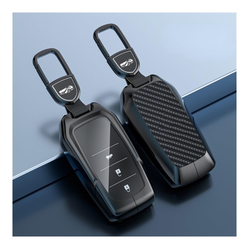 HIBEYO Coque De Clé De Voiture En Cuir Avec Porte-clés Pour Toyota Rav4