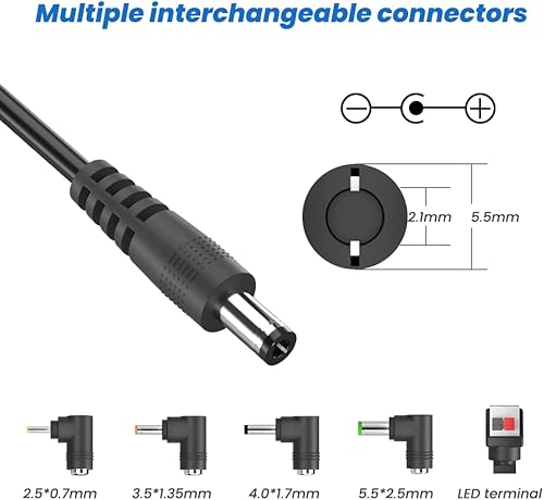 Miniatura 2 de Cargador de coche de 12 V con puertos USB Daul de 5 V y 5 conectores para detector de radar, tira de luz LED, bomba de aire portátil, reproductor de