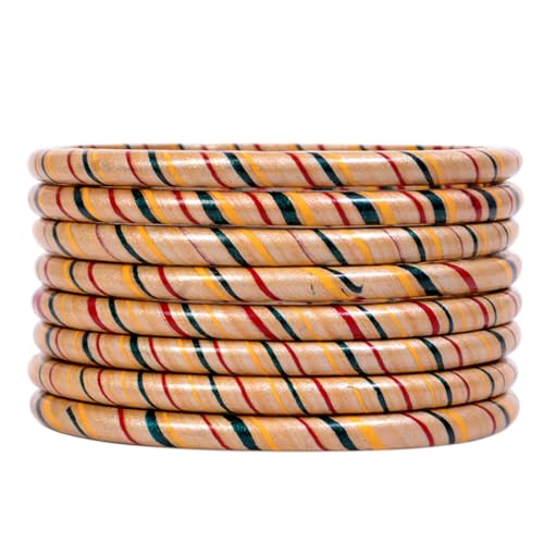 Image of Lac Bangle Set For Women and Girls | Jaipuri Lakh Lehariya Chudi Set | Rajasthani Traditional Chuda |Set of 8