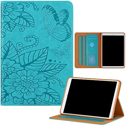 MVRYCE Wallet Case for iPad Mini 6, PU Leather Embossed Flower Protective Cover Auto Wake Sleep Multi-Angles Stand Folio Case with Card Slots Compatible for iPad Mini 6th Generation 8.3 inch (Green) Cover