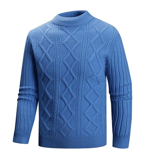 Fall Cable Knit Sweater Men Slim Fit Winter Warm Mock Neck Sweaters Casual Comfy Sweater