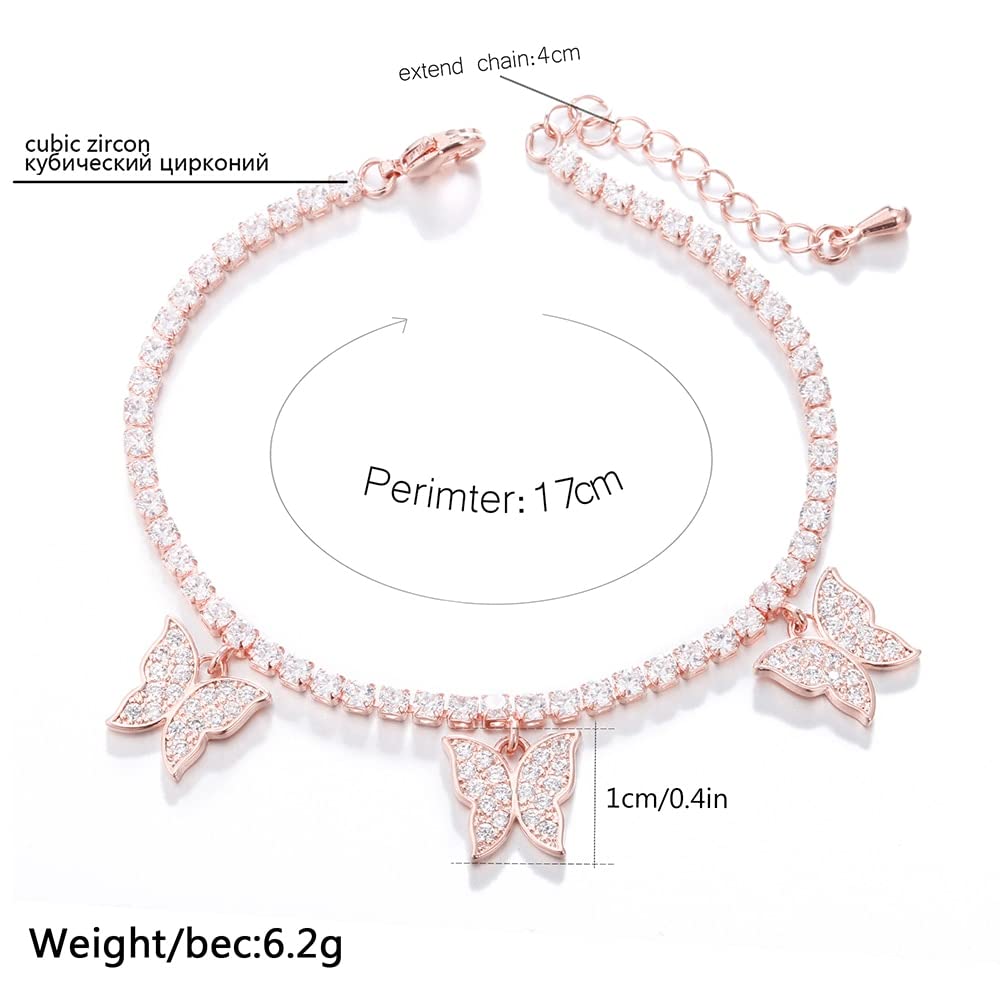 WZGWDC Pulsera Mujer Pulseras Niñas Regalo Joyería Lujo Cubic Zirconia Tenis para Cz Mariposa Regalos Nuevos Accesorios De Joyería