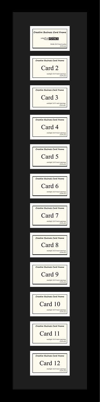 Creative Picture Frames 8-2" x 3.5" Opening Black Business Card Frame with 8" x 26" Double White-Black Mat, Frame, Installed Wall Hanger