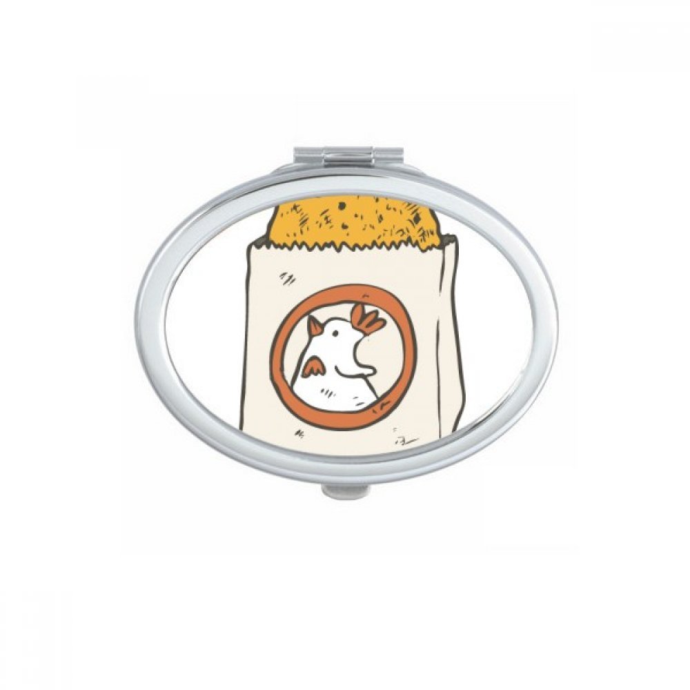 Miroir ovale de maquillage compact motif thé aux perles pour retouches en voyage