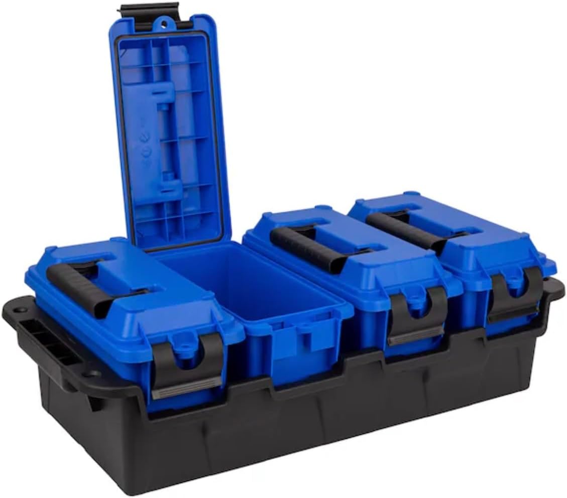 Heavy Duty Stackable Storage Tote with Latching Lid, Blue, 1 Gallon, 3.7 Quarts, Medium Size