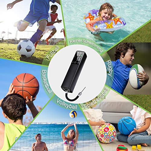 Deeplee Electric Ball Pump with LED Digital Display, Battery Powered for Soccer Football Basketball Volleyball Rugby Balloons and Swimming Ring Deeplee Electric Ball Pump with LED Digital Display, Battery Powered for Soccer Football Basketball Volleyball Rugby Balloons and Swimming Ring