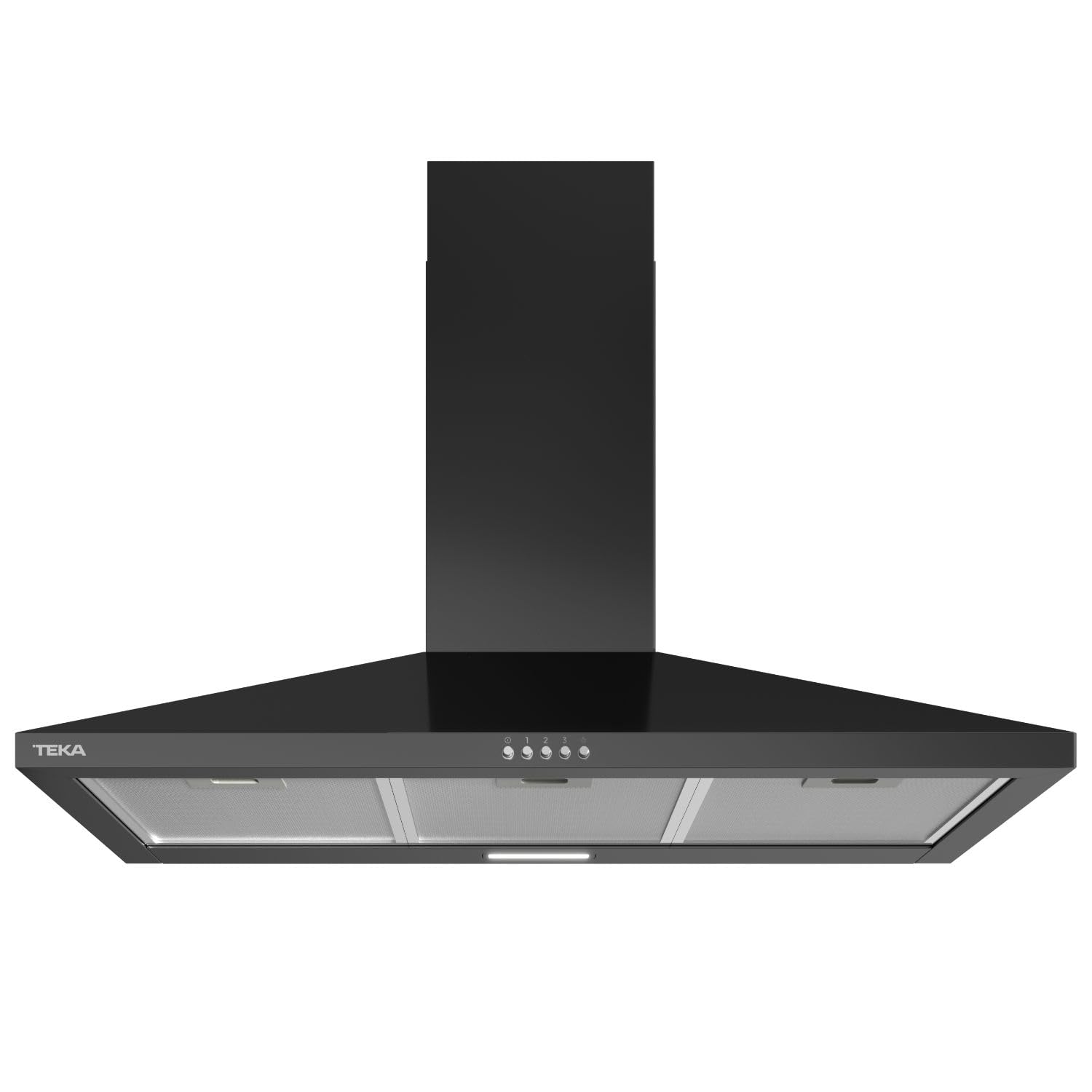 TEKA Campana Decorativa Piramidal, 3 Velocidades, 90 cm, Negra | Mandos Pulsantes, 1 Lámpara LED, 2 Filtros de Aluminio, Reducción de Salida Incluida, Instalación de Pared, DBB 94140 KOS