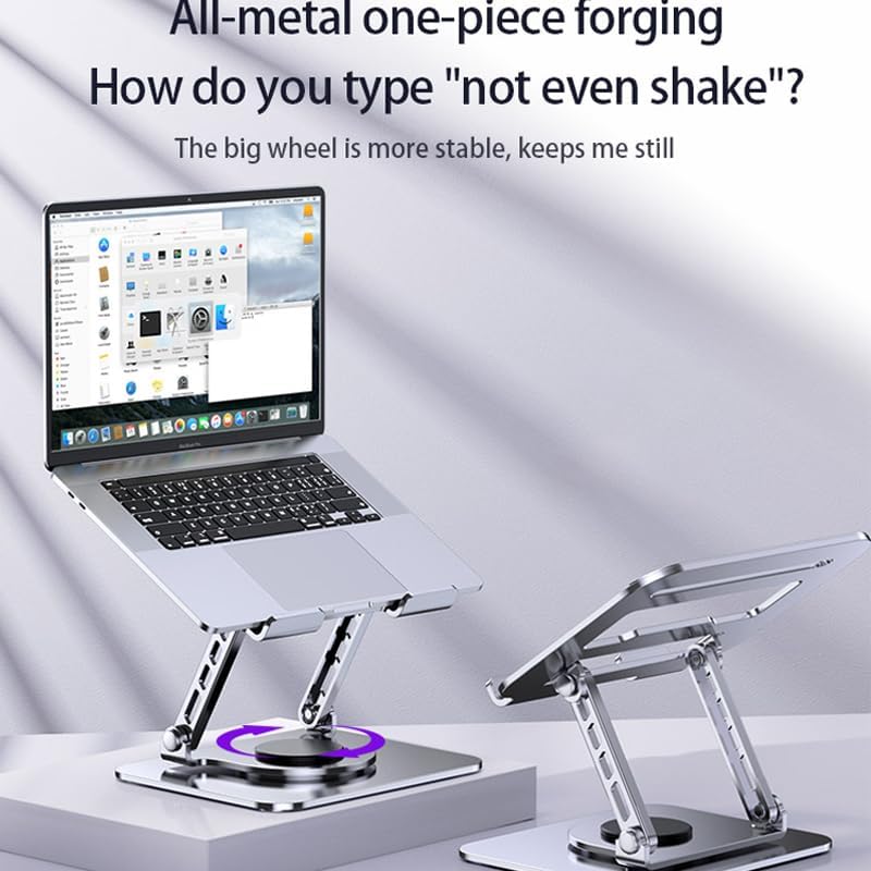 Miniatura 6 de Soporte ajustable para laptop, rotación de 360 grados, elevación, disipación de calor plegable, material de taladro de carbono de cuerpo completo,