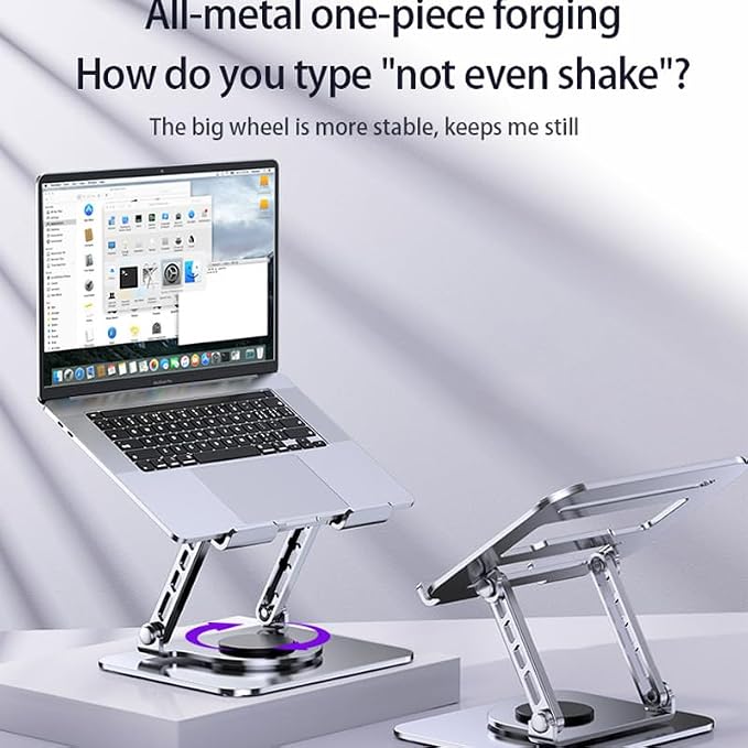 Soporte ajustable para portátil, rotación 360°, altura, plegable, disipación térmica, material carbono, portátil, compatible con 21 pulgadas - Plata miniatura 6
