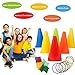 OurWarm 26 PCS 3 in 1 Carnival Outdoor Games for Kids, Soft Plastic Cones Bean Bags Ring Toss Combo Set, Birthday Party Indoor Outdoor Games Supplies for Adults and Family