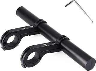 TRIWONDER Bike Handlebar Extender Aluminum Alloy Single Bicycle Handlebar Extension Double Clamp Bike Bracket for Holding Motorcycle E-Bike Lamp Speedometer GPS (Aluminum Alloy - Double clamp - 20cm)