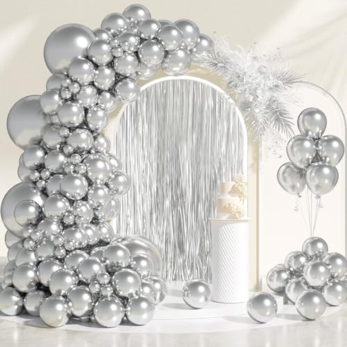 AivaToba 78 PCS Globos Metálicos, Globos Cumpleãnos Decoración, Kit de Adorno de Fiesta Globos Multicolor & Metálico, Plateado
