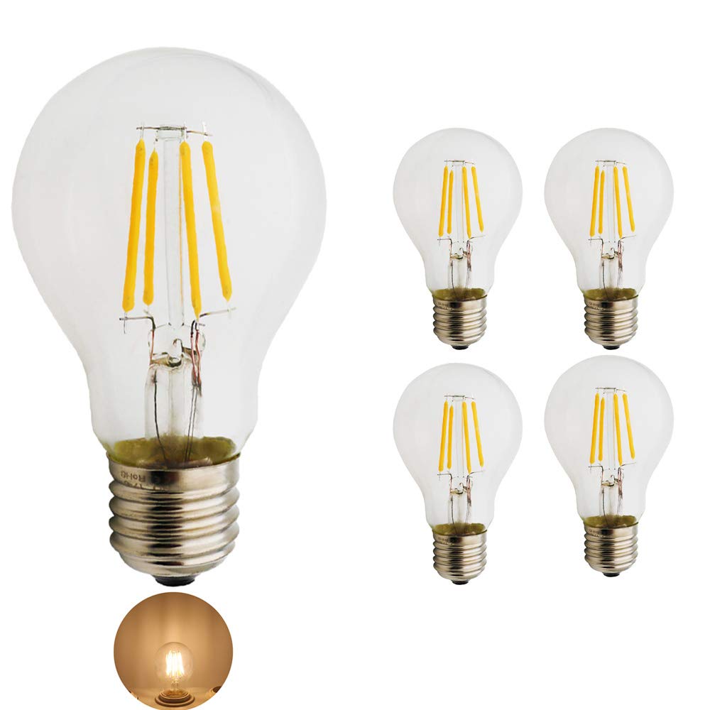 AAOTE 8W E27 Edison Screw LED Filament Light Bulb Warm White 2700K A60 Standard Globe Vintage Glass Lamp Bulb, 75W-80W Incandescent Equivalent