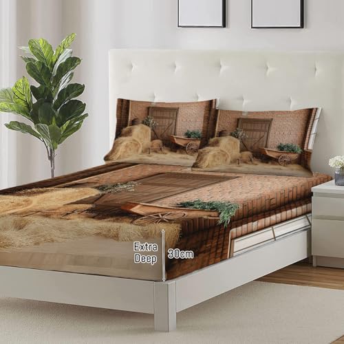 Draps de lit en microfibre 200x200 grange campagne vintage - 5