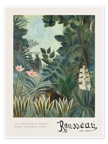 The Equatorial Jungle (La Jungle équatoriale) Poster de Henri Rousseau 50 x 70 cm Vert Tableaux Décoration murale
