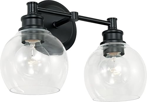 Miniatura 17 de Capital Lighting 121121PN-426 Mid-Century - Soporte de pared para tocador de baño, vidrio transparente, 2 luces, 200 vatios totales, 10 pulgadas de