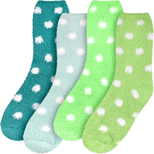 Image of BambooMN Women's Super Soft Fuzzy Socks, Polka Dot, Gradient, Snowflake, Featherlight Cuff - Assorted Colors