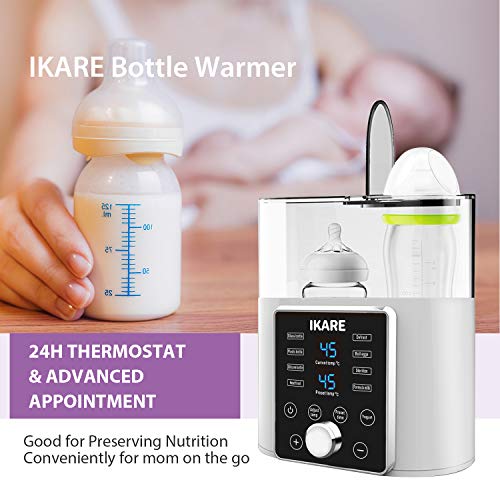 IKARE Baby Bottle Warmer for Breastmilk & Formula, Steam Steri-lizer 8 in 1 Baby Food Heater with Timer, Bottle Thermostat Warmer with LCD-Display, Fits Most Baby Bottles for Breast Milk and Formula - Thumbnail 3