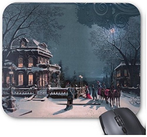 Gaming Mouse Pad Vintage Merry Christmas for Desktop and Laptop 1 Pack 22x18cm/7x8.66inch