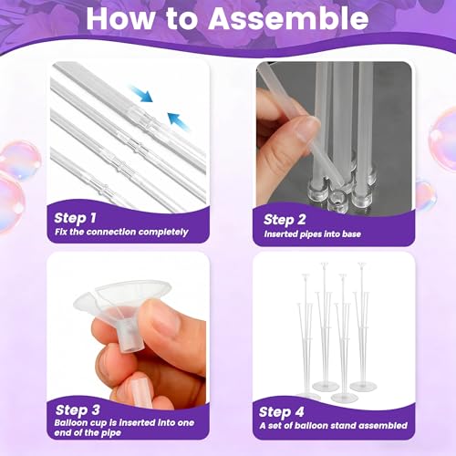 Image of JOYYPOP 4 Sets Balloon Stand Kit For Table, Balloon Sticks with Base Birthday Graduation Party Decorations Wedding