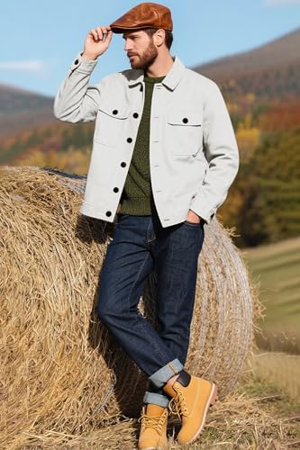 Image of SANGTREE Men's Trucker Jacket Lightweight Jacket Cotton Casual Outerwear With Pockets