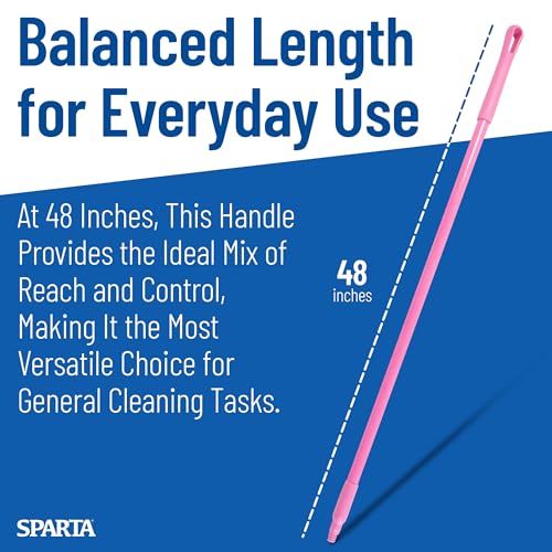 Image of SPARTA 41225EC26 Fiberglass Broom Handle, Mop Handle, Replacement Handle With Acme Threaded Tip For Commercial Cleaning, 48 Inches, Pink, (Pack of 12)