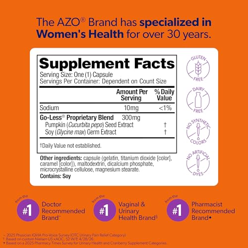 Image of AZO Bladder Control with Go-Less Daily Supplement for Men & Women, 72 Ct | Drug-free Bladder Support Pills, Reduces Occasional Urgency & Leakage, Supports Bladder Function*, Pumpkin Seed Extract