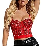 Sparkle Corset Top for Women Rhinestone Bustier Crop Top Club Party Glitter Corset Top Bra Crystal Diamond Tube Top