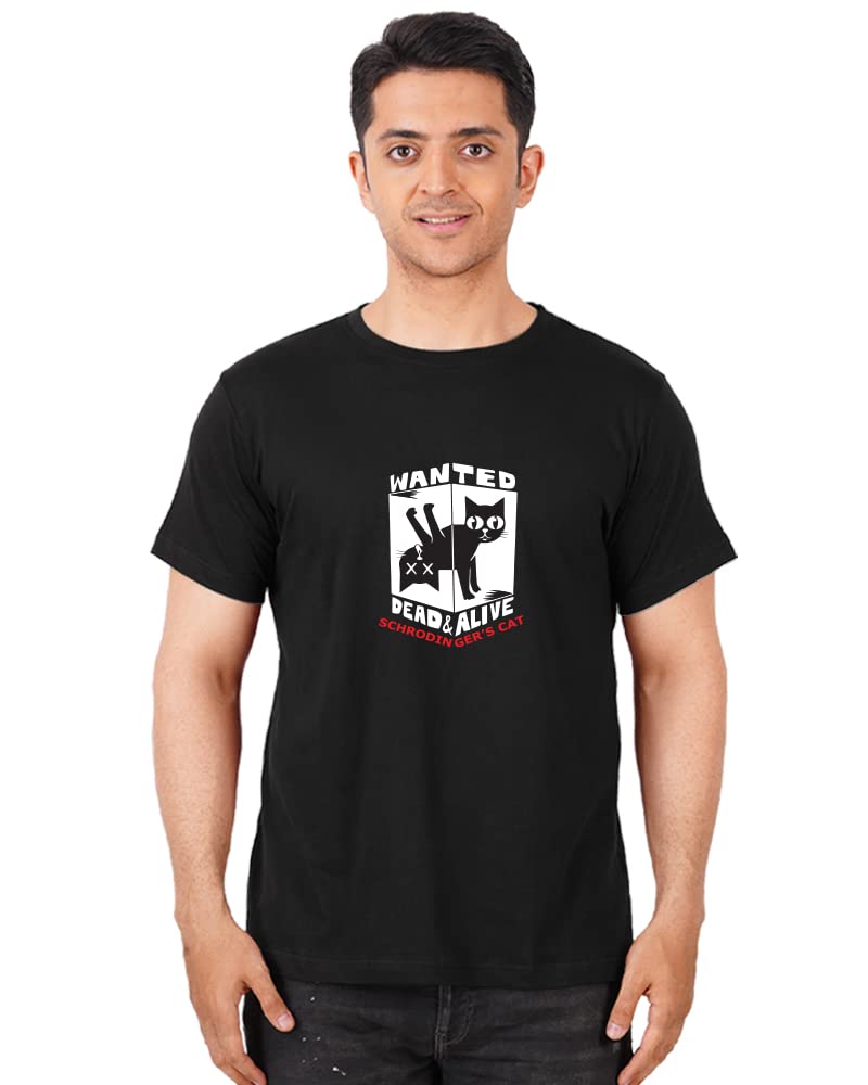 DUDEMEWanted Dead & Alive Schrodinger Cat T-Shirts 100% Cotton 180 GSM Tshirt
