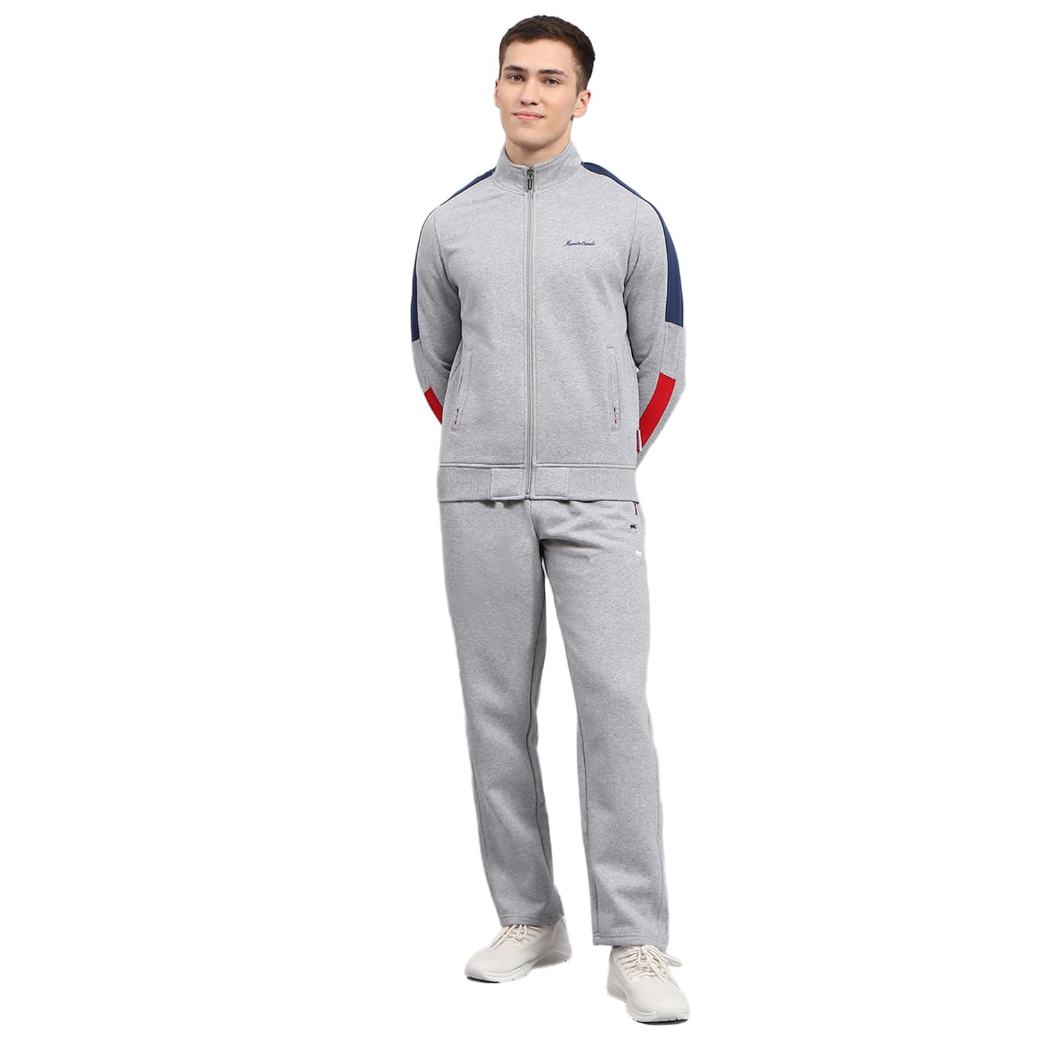 monte carlo Mens Self Design Grey Mock Neck Full Sleeve Track Suit (224066545)-picture-54